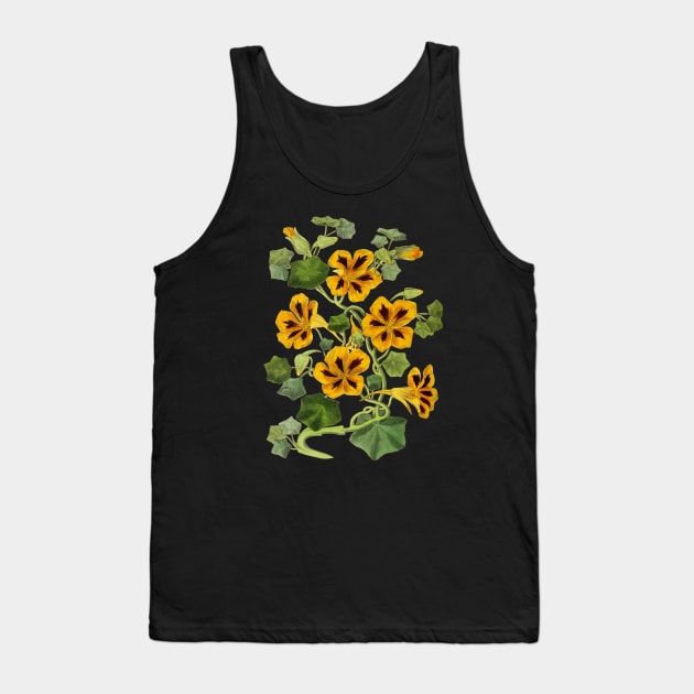 Nasturtium Flower Vintage Botanical Illustration Tank Top by Biophilia